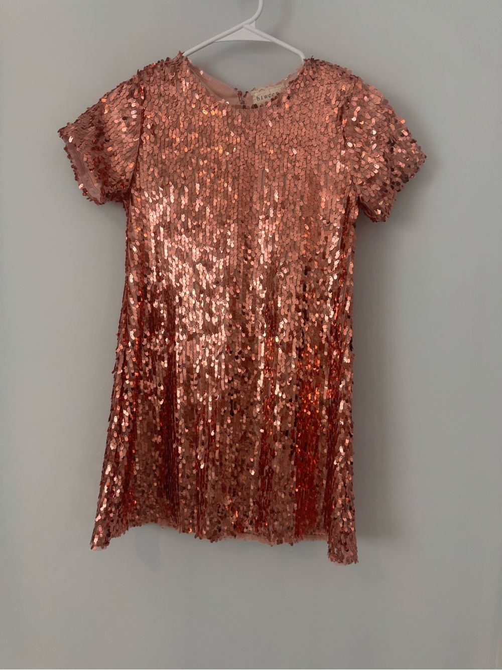 btween Rose Gold Sequin Short-Sleeve Dress